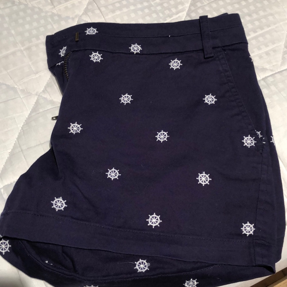 Navy Shorts with White Anchor Pattern